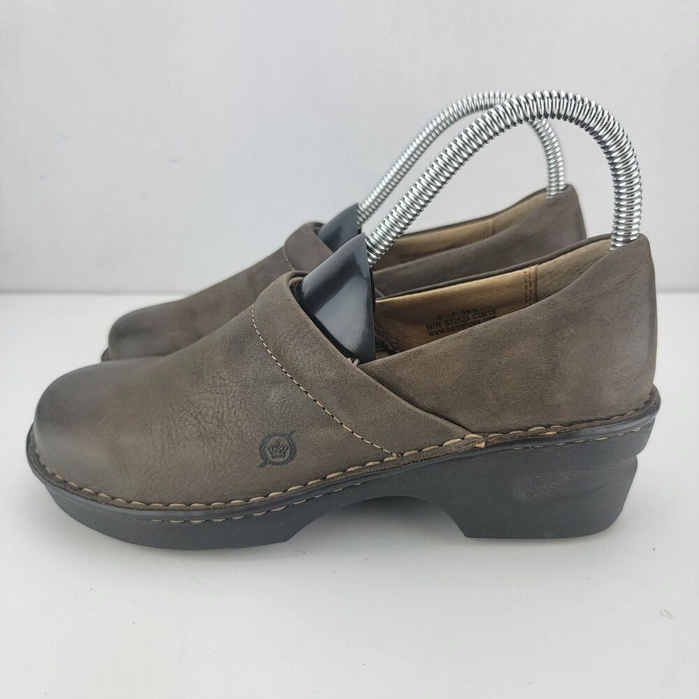 Born Womens Size 6 Brown Leather Mules Clogs Slip On Shoes B72523